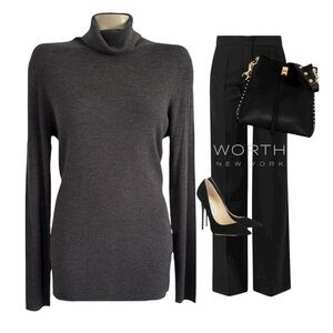 NWT WORTH NEW YORK GRAY HEMATITE WOOL TURTLENECK SWEATER SZ XL